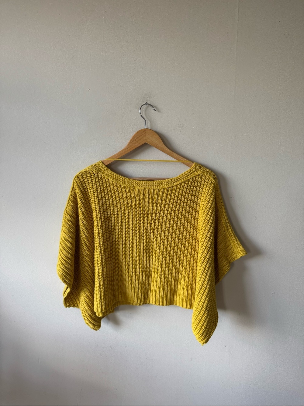 Anthropologie Moth Bright Mustard Knit Poncho Sweater Top - Picture 9 of 10